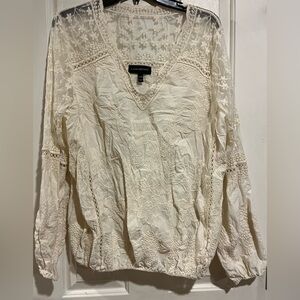 Lane Bryant Women's Cream Lace Top